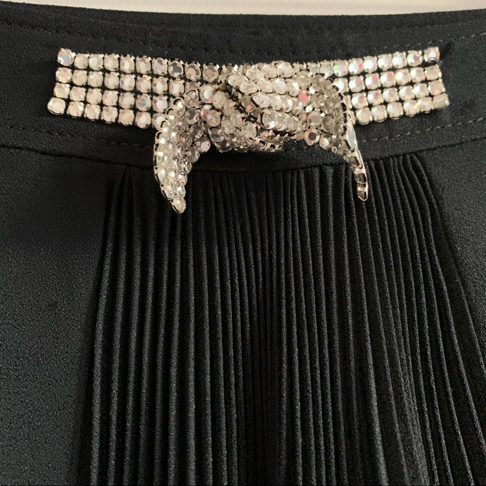 Bluemarine Pleated Front Jewel Knot Midi skirt Black - Picture 5 of 16